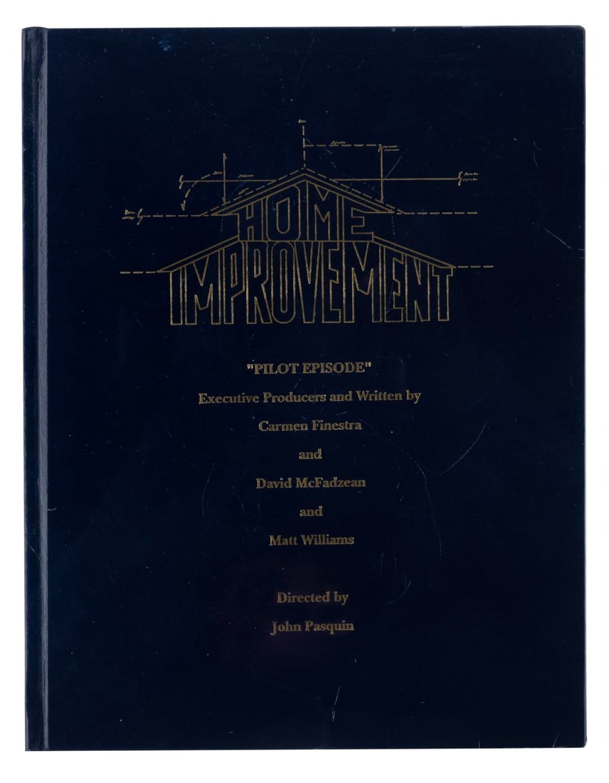 A Signed Hardbound "Home Improvement" Pilot Script.: (Disney, 1991) A custom-bound pilot episode script for "Home Improvement," signed by the three Executive Producers/Writers. The popular Tim Allen sitcom ruled the airwaves for ABC in the 1990s. This
