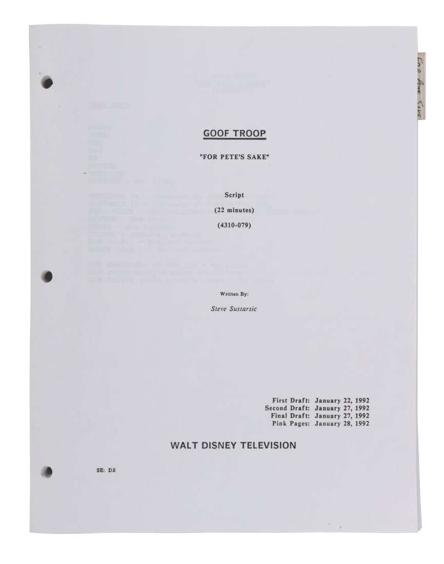 A "Goof Troop" Script with Development Package. - 2