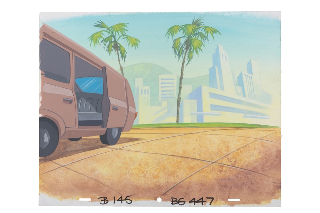 A "Bonkers" Original Production Background.: (Disney, 1993) An original production background from the episode "New Partners on the Block" of The Disney Afternoon animated series "Bonkers." Measuring 10.5" x 13", the background is in very good