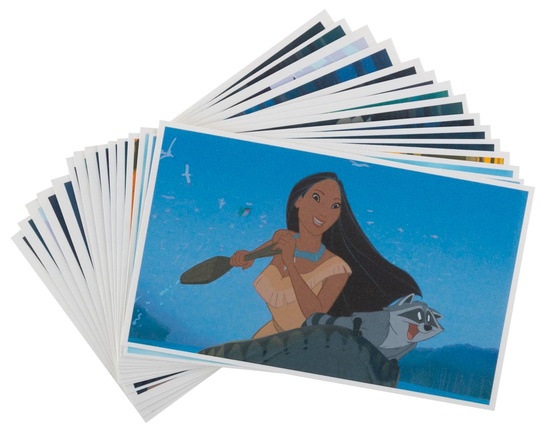 A "Pocahontas" Studio Reference Print Collection.: (Disney, 1995) A collection of 15 Studio-printed reference prints from "Pocahontas." Each high-quality print includes a Studio sticker listing the production number, the studio reference ID, the