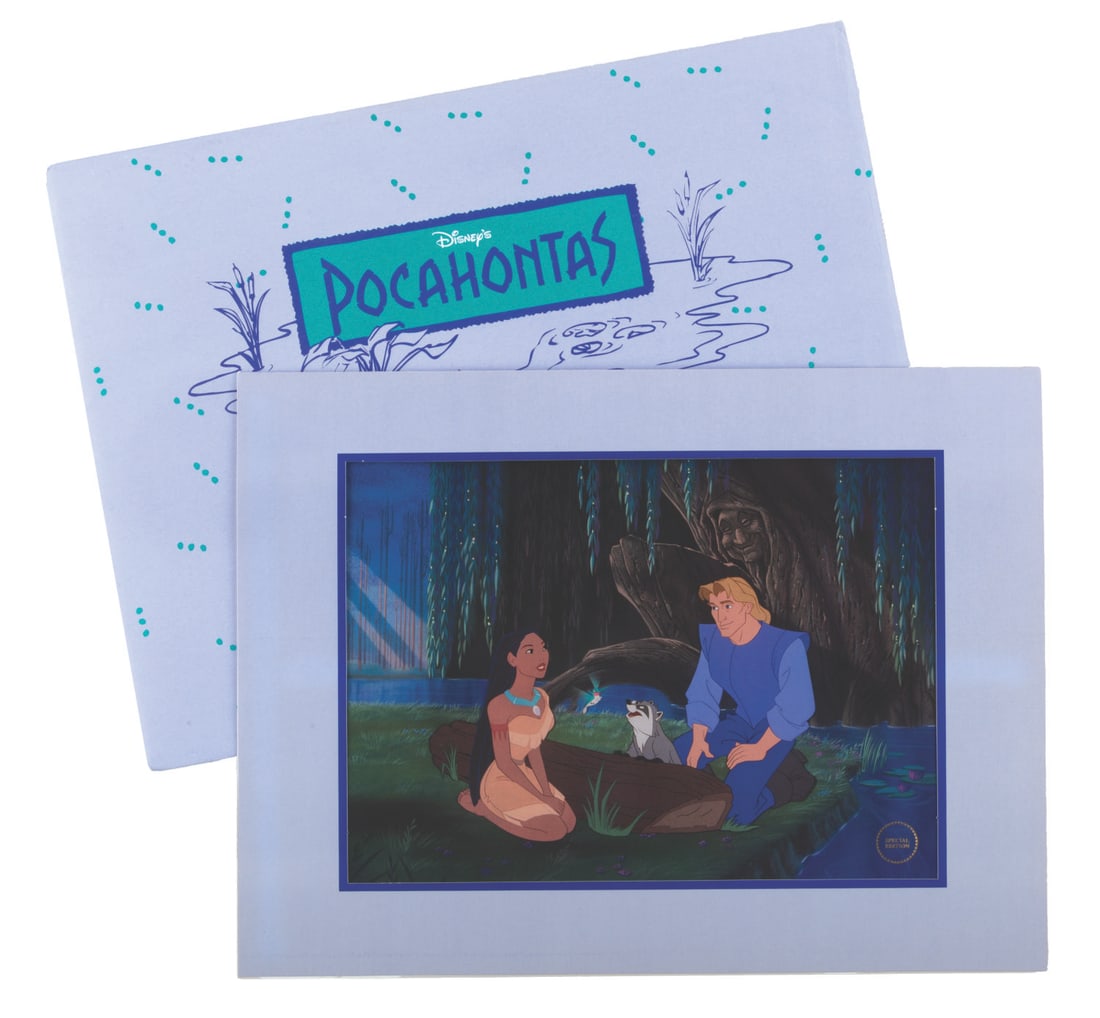 A 1995 "Pocahontas" Home Video Lithograph.: (Disney, 1995) A special edition lithograph of "Pocahontas" produced exclusively for Walt Disney Home Video. This was most likely a gift with pre-order of the video tape from the Disney Stores.