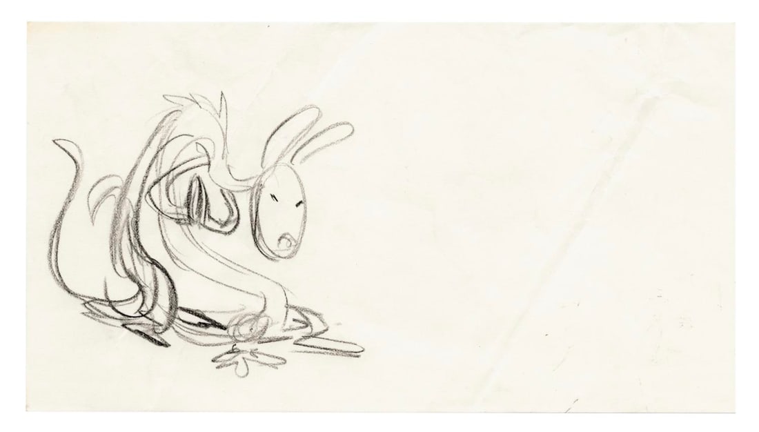 A "Mulan" Mushu Storyboard Drawing. (1 of 2)
