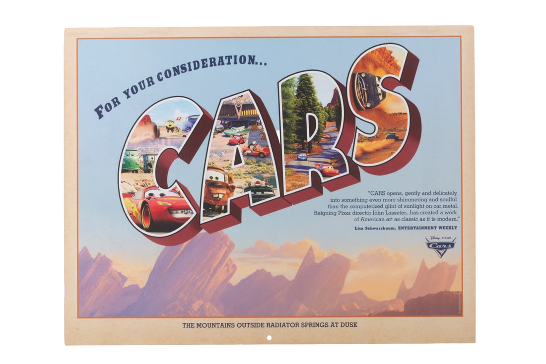 A "Cars" Movie Oscars Consideration Calendar.: (Disney, 2006) A "Cars" 2007 calendar featuring 12 images from the film. This was distributed to Motion Picture Academy members to promote the film for Oscar nominations. The 2007 calendar will next