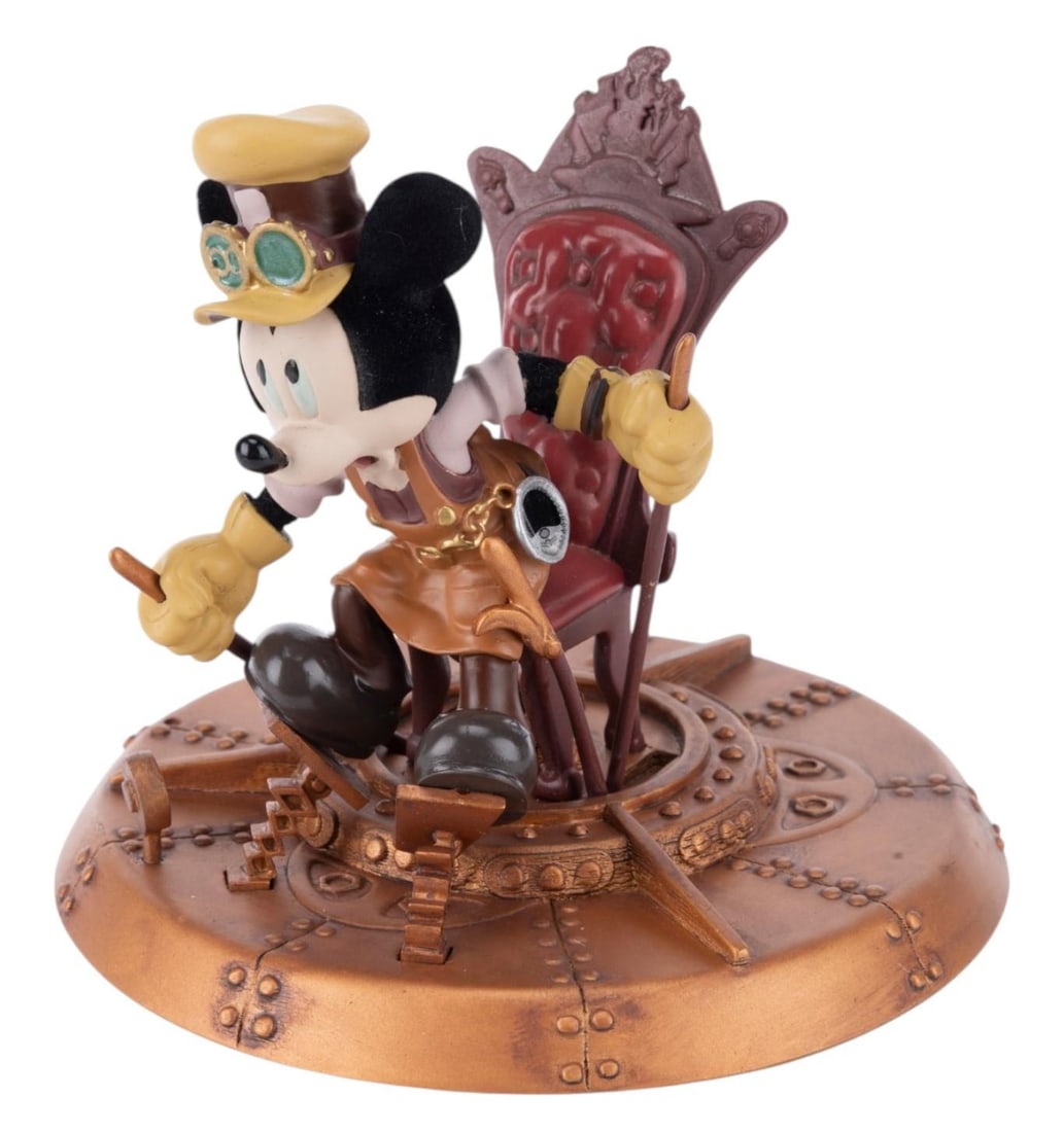A Sci Fi Academy Mickey Mouse Steampunk Figurine.: (Disneyland, 2011) A steampunk Mickey Mouse figurine, released in a limited edition of 250 as part of the Sci Fi Academy pin trading event at Disneyland. The figurine measures 4.25" tall and 5" in