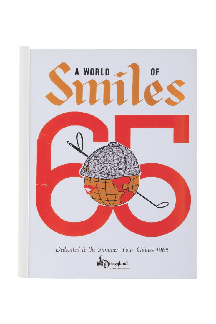 A 1965 Tour Guide "World of Smiles" Yearbook Reproduction.: (Disneyland, 1965-80s) A copy of the self-published and hand-assembled yearbook by and for the Summer Tour Guides of Disneyland in 1965. The forty black and white pages include photos, the history of