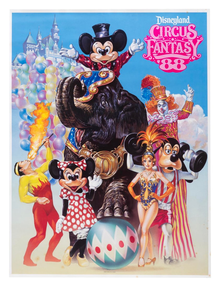 A Circus Fantasy '88 Souvenir Poster.: (Disneyland, 1988) A souvenir poster from the third and final season of Disneyland Circus Fantasy during the spring of 1988. Circus Fantasy ushered the Circus on Parade down Main Street for one final