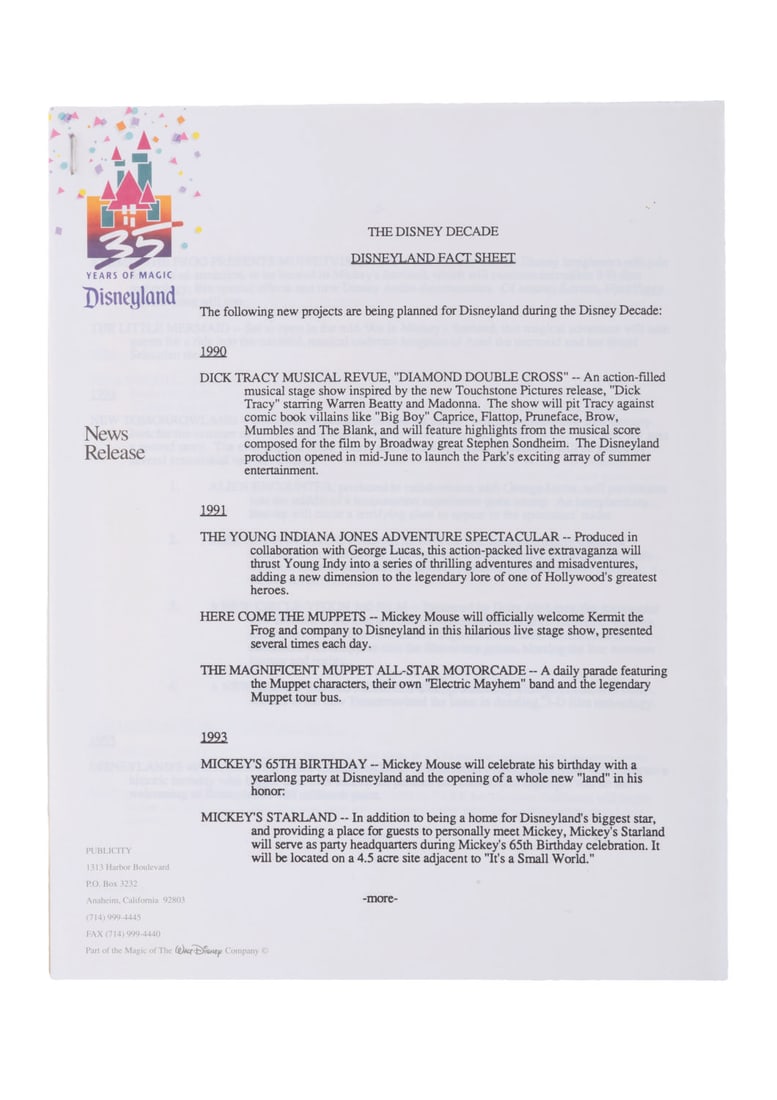 A Videopolis "Dick Tracy Live!" Press Kit. - 10