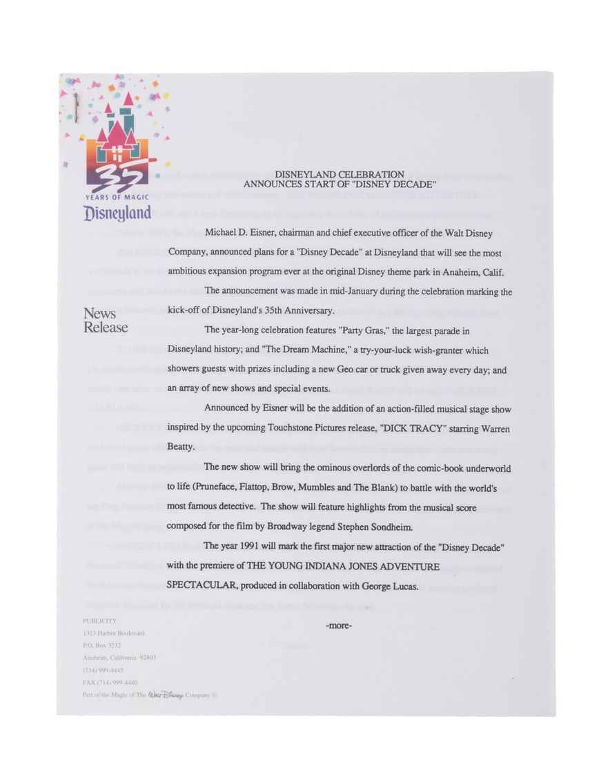 A Videopolis "Dick Tracy Live!" Press Kit. - 9