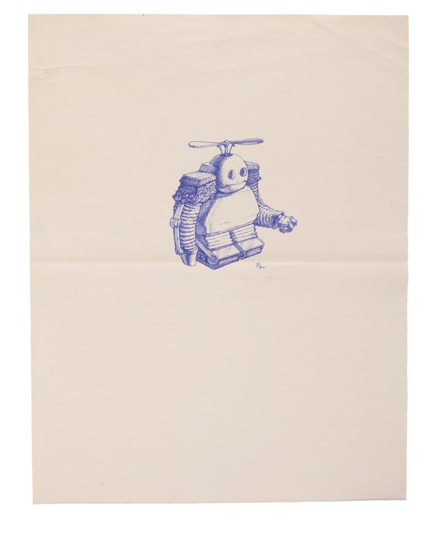 A Captain EO Minor Domo Concept Print.: (Disney, 1985) A blue-line print of Minor Domo from Captain EO. This diminutive sidekick to Major Domo is the first of EO's crew to transform into sound equipment for the 3-D film's finale. With an