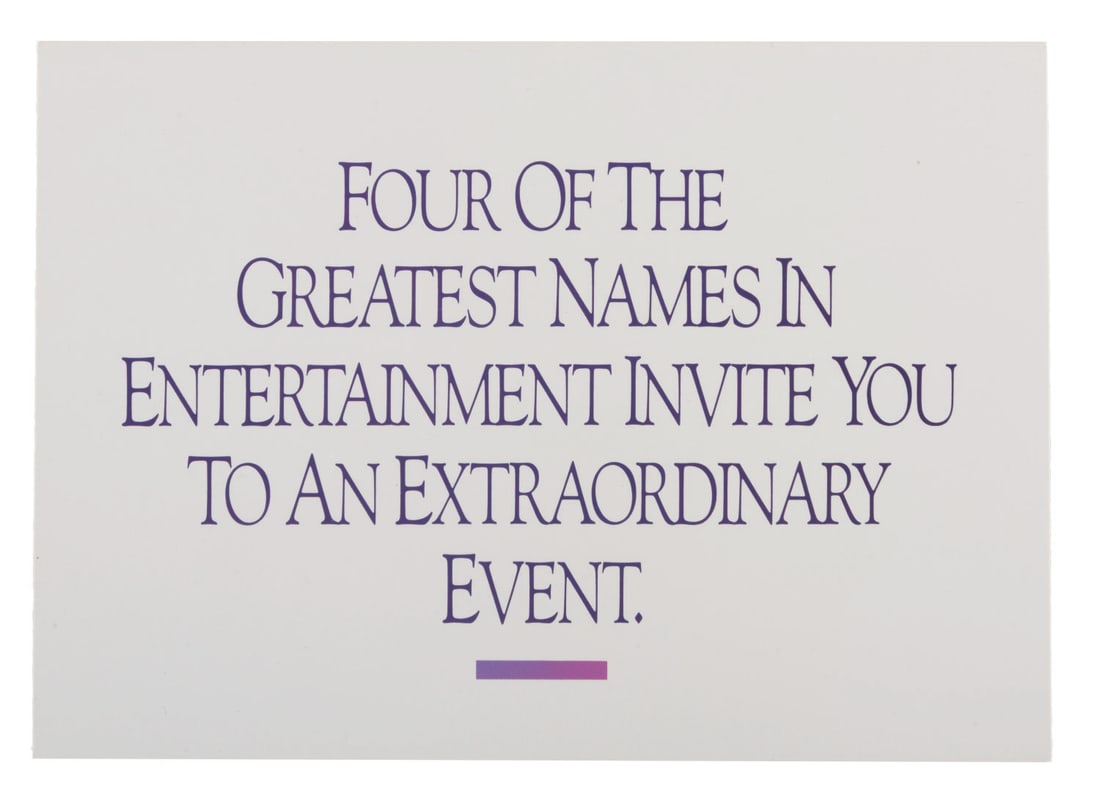 A Captain EO Premiere Ticket with Invitation.: (EPCOT, 1986) A rare invitation and ticket to the premiere of Captain EO at EPCOT Center on September 12, 1986. The invitation features a pop-up Captain EO logo to honor the film's 3-D presentation.