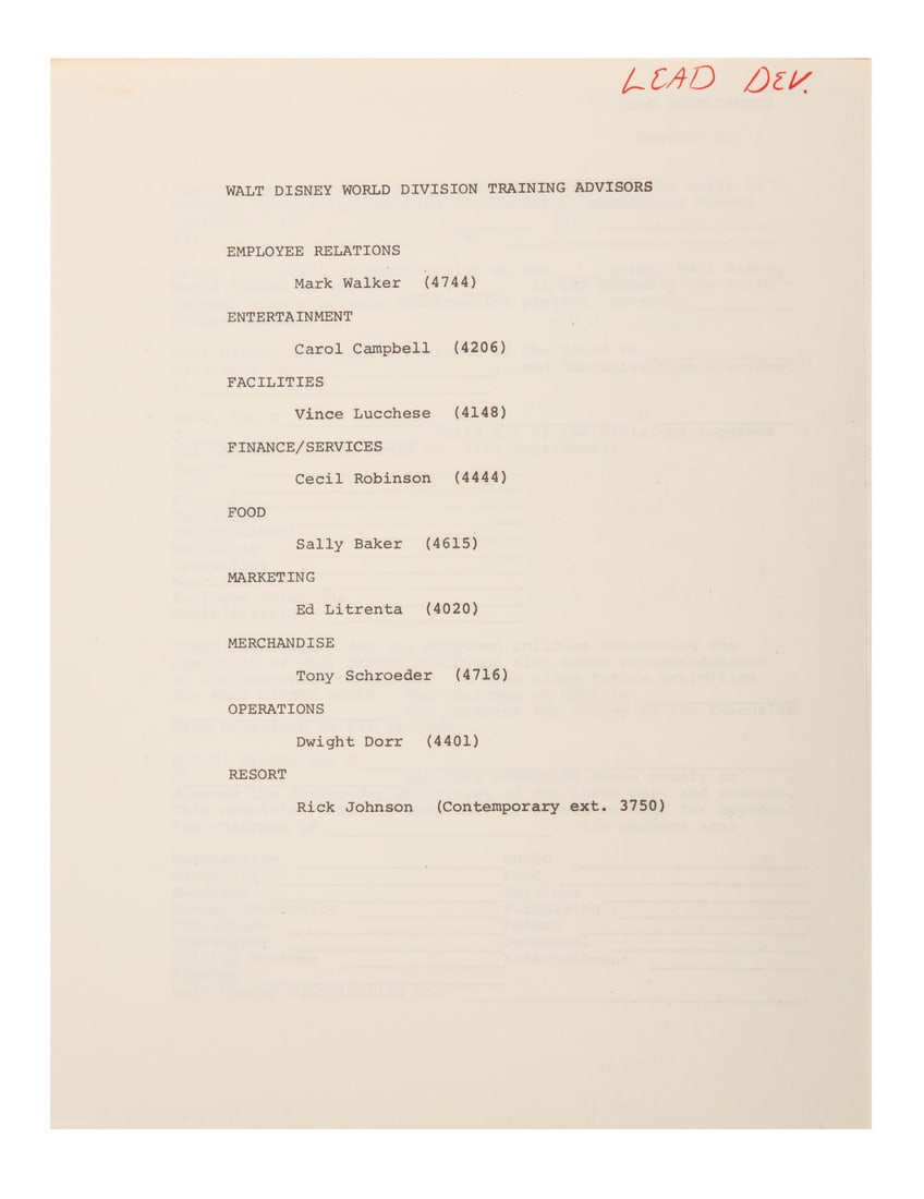 A Disney University Lead Development Folder. - 2
