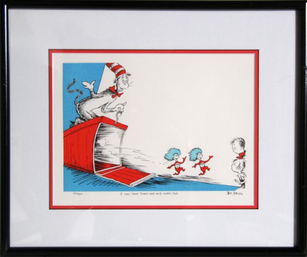 Dr. Seuss, Cat in the Hat, Lithograph:  Artist: Dr. Seuss Title: Cat in the Hat - T