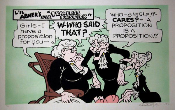 Al Capp, Proposition, Lithograph on Canvas:  Artist: Al Capp Title: Proposition Year