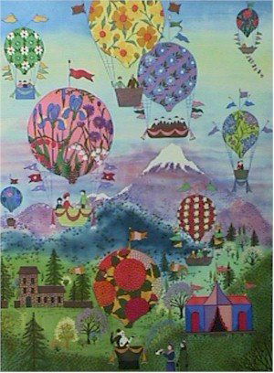 Jack Hofflander, Floral Balloons, Folk Serigraph:  Artist: Jack Hofflander Title: Floral Ballo