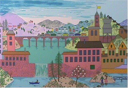 Jack Hofflander, Mountain Bridge, Folk Serigraph:  Artist: Jack Hofflander Title: Mountain Bri