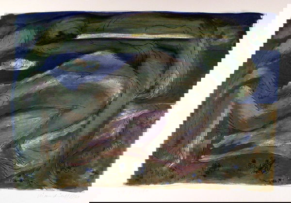 Daniel Marshall, Signed Lithograph, Abstract: Artist: Marshall, Daniel Title: The Duck Pond-The Evening Year: c. 1