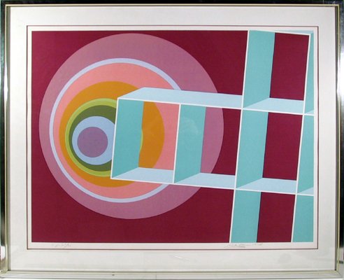 Rita Simon Signed Etching, Optical Art, Framed: Artist: Simon, Rita Title: Untitled Year: 1978 Medium: Serigraph Edition: