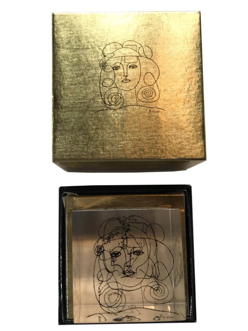 Six Faces of Eve Paperweight, Art Picasso Matisse Degas: The Six Faces of Eve Lucite Paperweight, The Art of Picasso, Matisse and Degas, MODERN CLASSICS INC, NEW YORK, 1960.2 1/2 SQ