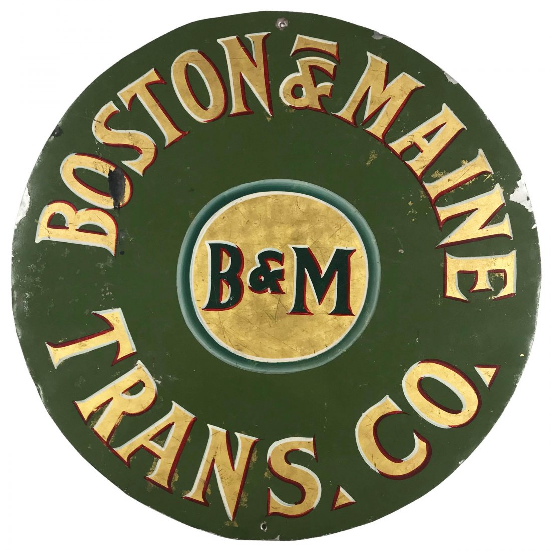 Rare Boston & Maine Transportation Company Gilt Sign (1 of 5)