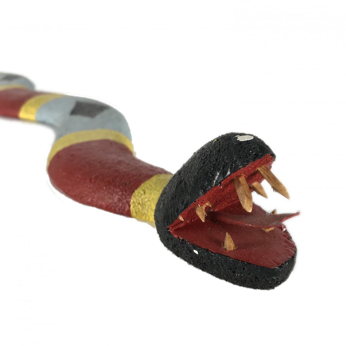 Folk Art Wood Carved Painted Snake by Artist Jim Davila (1 of 8)