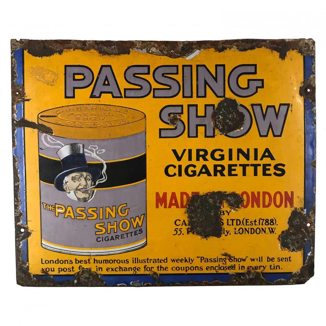 RARE Porcelain Enamel Sign PASSING SHOW CIGARETTES (1 of 6)