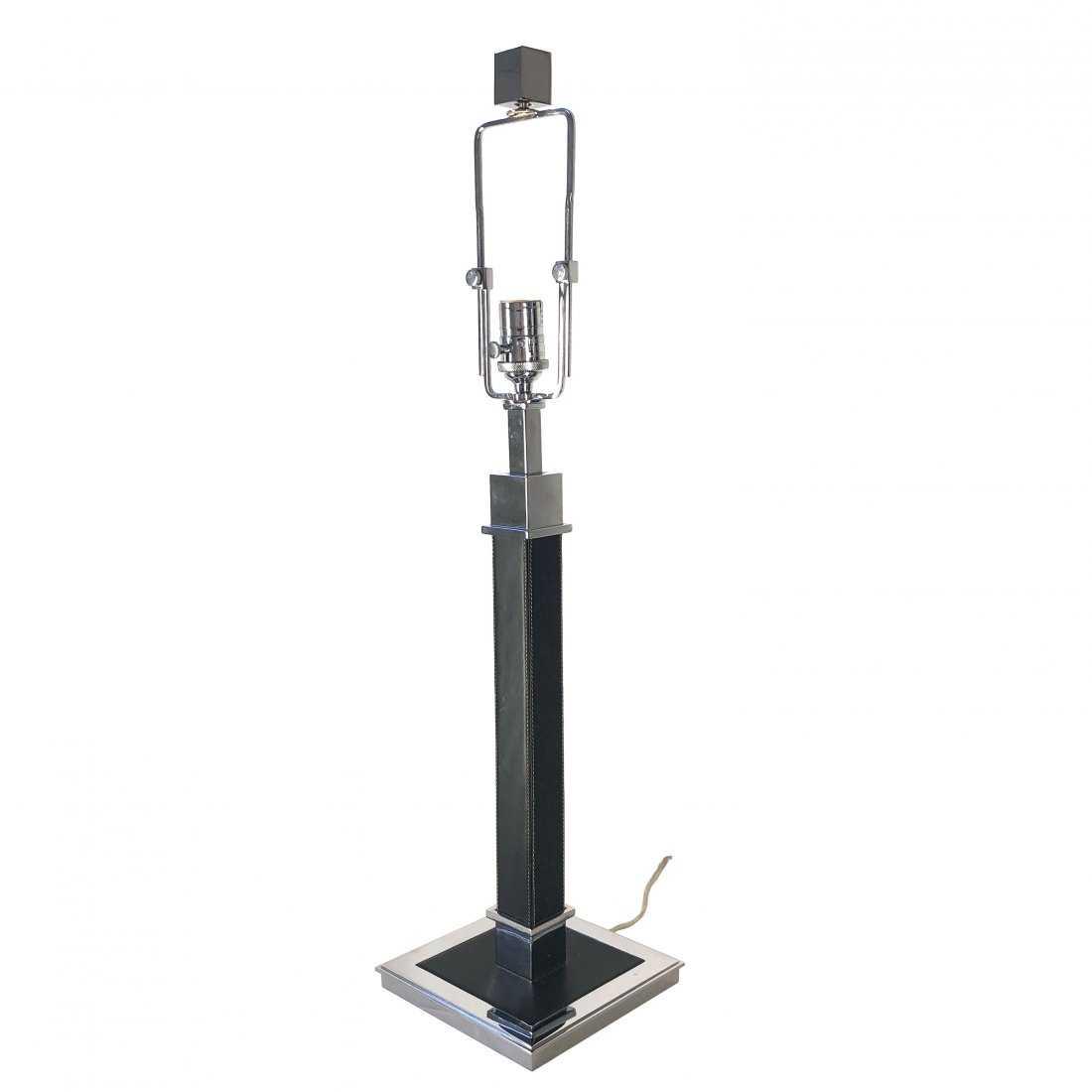 Ralph Lauren Polished Nickel Black Leather Lamp (1 of 9)