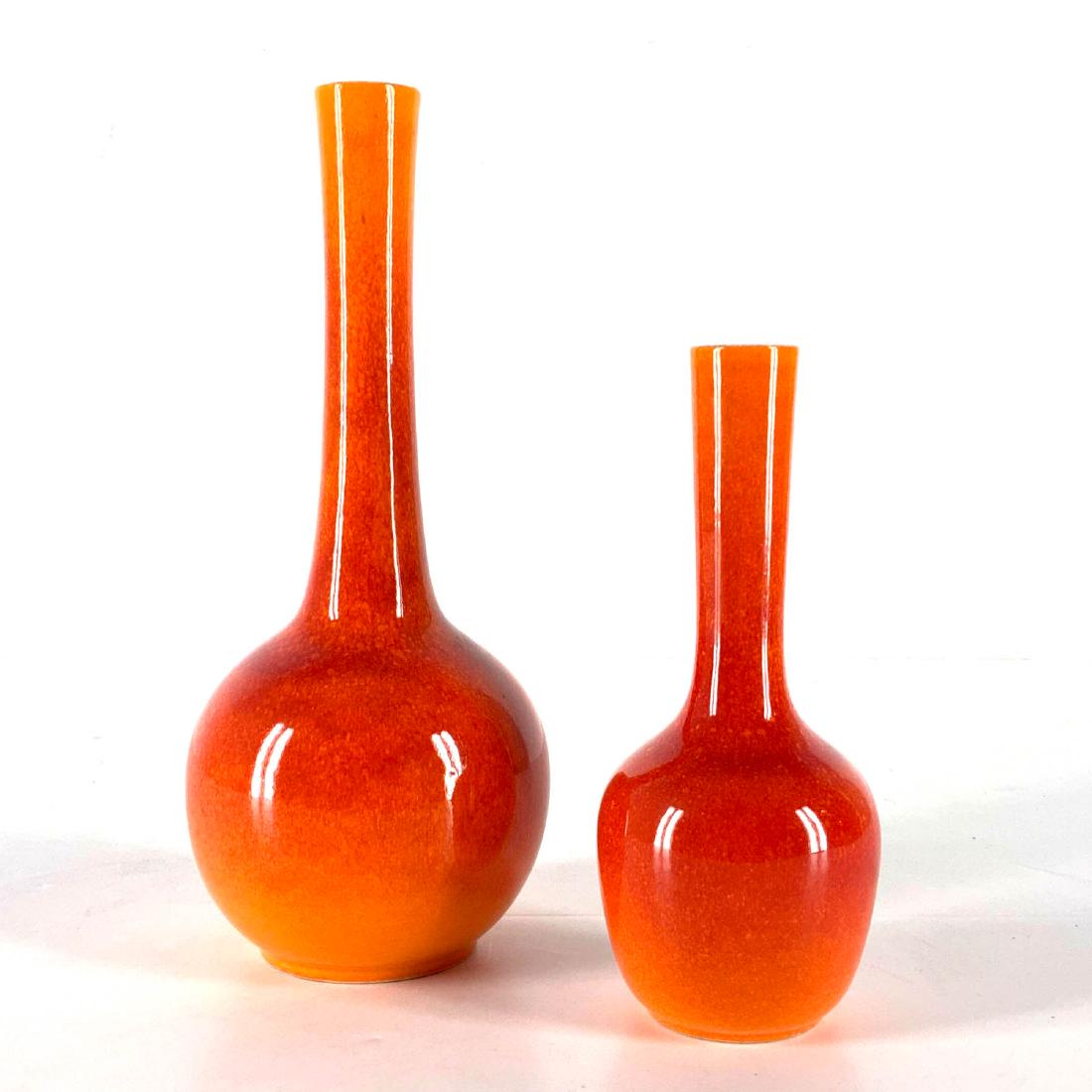 Pair of Royal Haegar Red Orange Vases