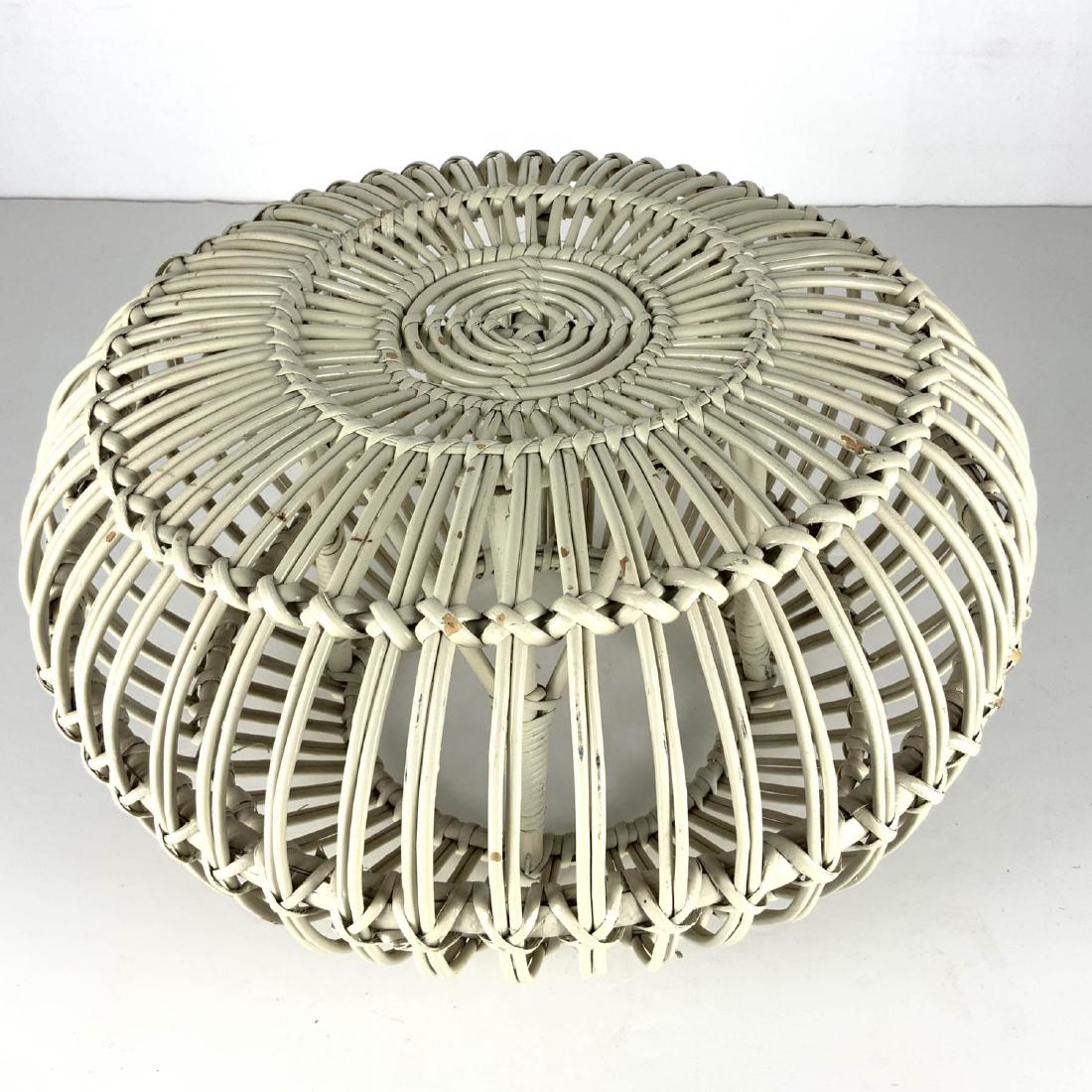 Franco Albini 1950s MCM Rattan Pouf Ottoman: Mid Century Modern Rattan pouf or ottoman by Franco Albini of Italy, 1950s 12 inch height x 20 inch depth