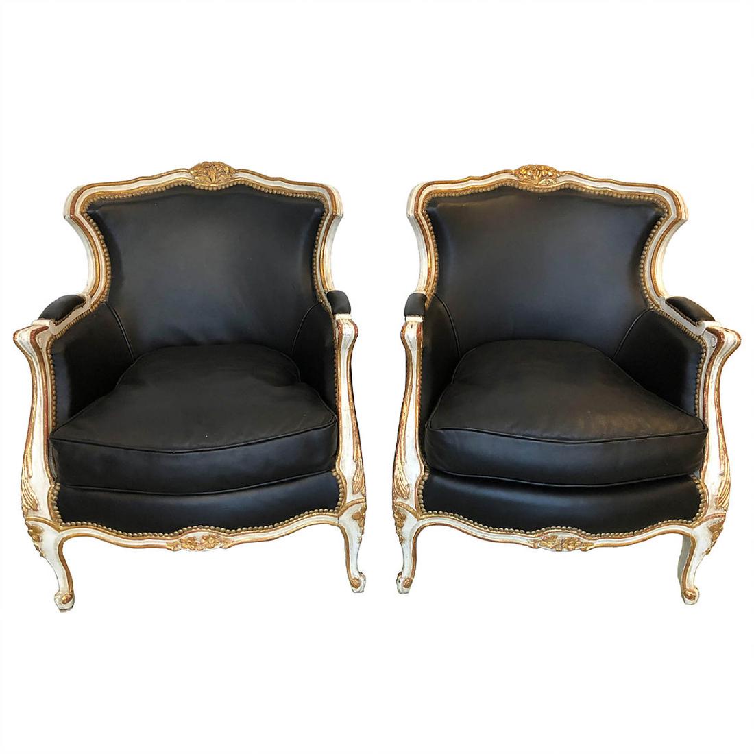 Pair of Louis XV Bergère Chairs Attr Maison Jansen (1 of 5)