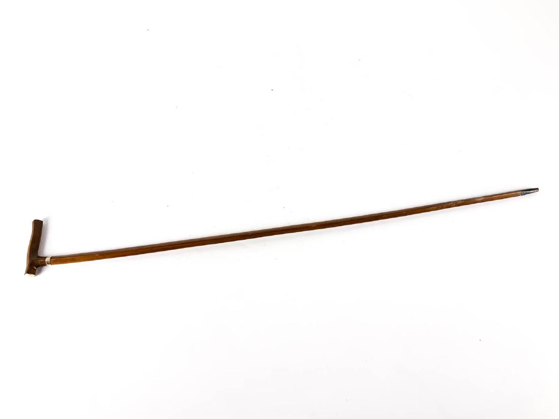 Antique Wood Carved Cane Gold Decorated (1 of 5)