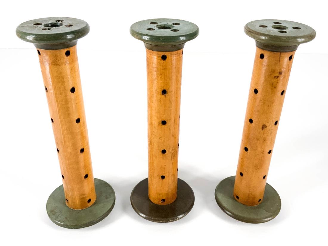 Lot of 3 Vintage Industrial Wooden Spools (1 of 4)