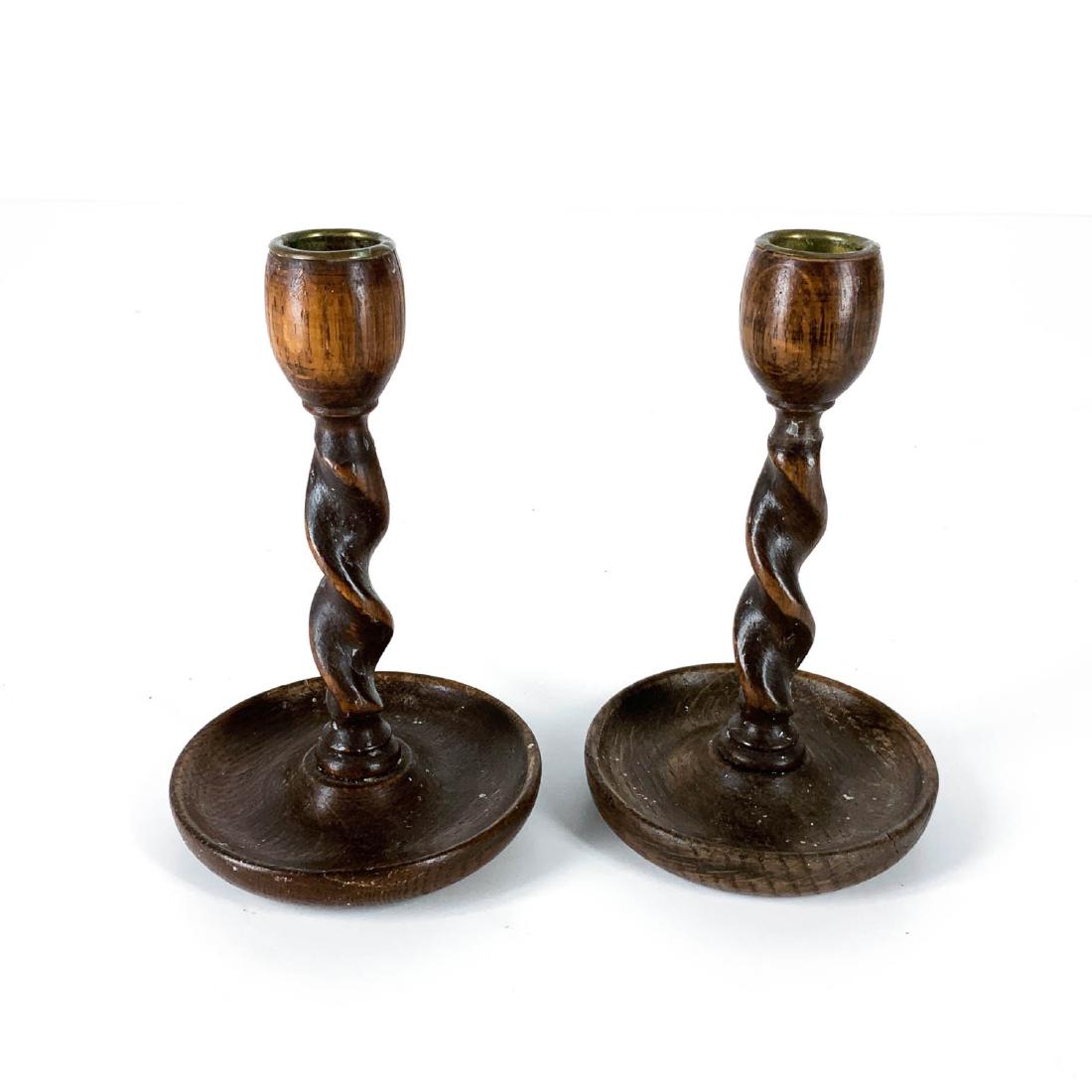 A Pair of Antique English Carved Candlesticks (1 of 4)