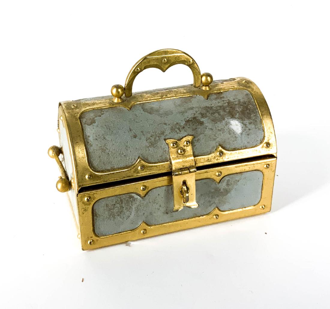 Vintage Small Tabletop Suede Jewelry Box Trunk (1 of 7)