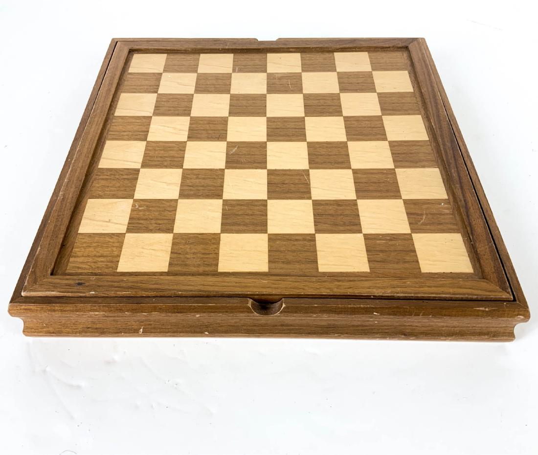 Vintage Wood Checker Board Checkers Game Set