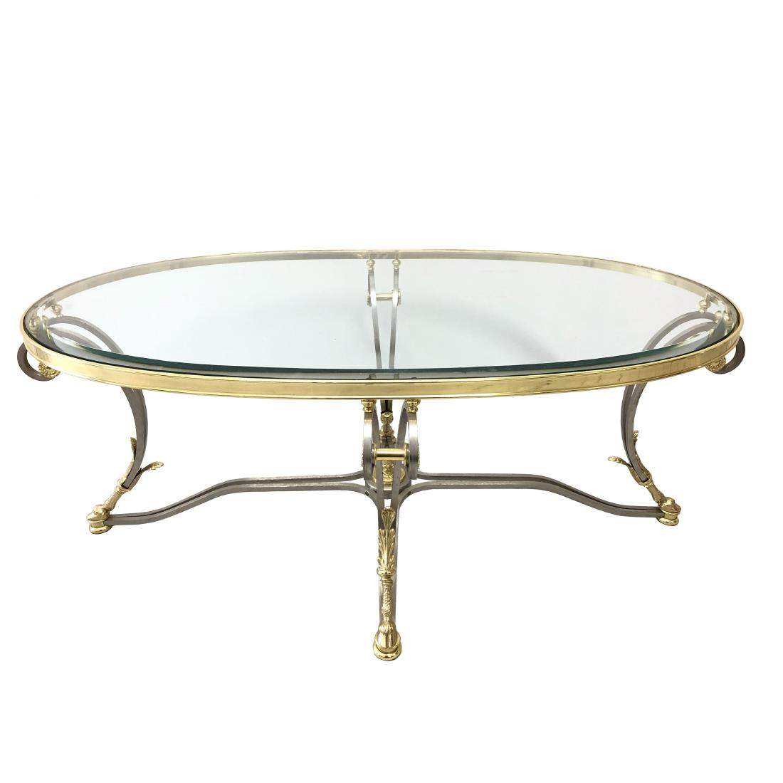Italian Rococo Style Oval Beveled Glass Coffee Table (1 of 9)