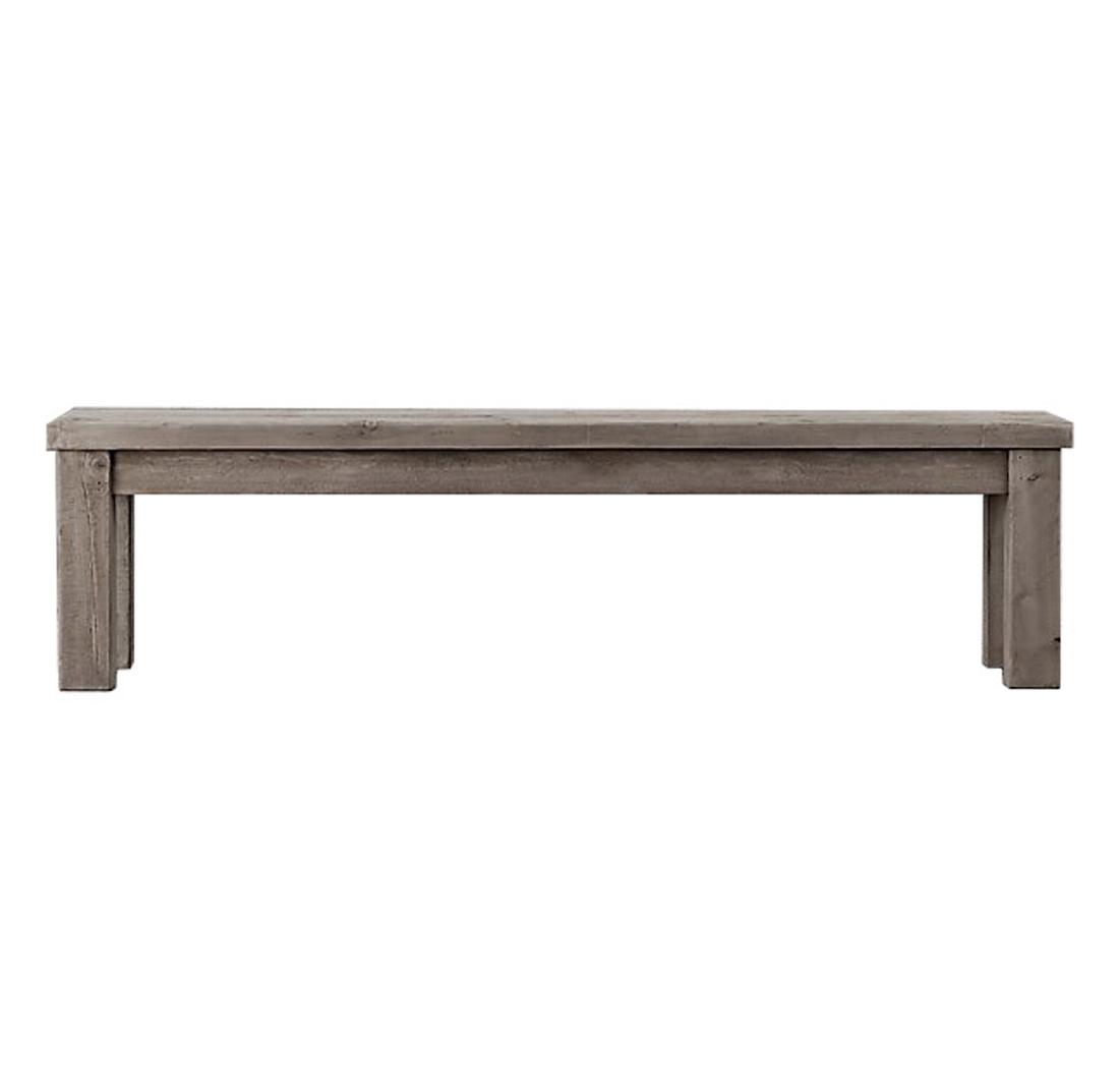 Salvaged Grey Wood Bench by Restoration Hardware