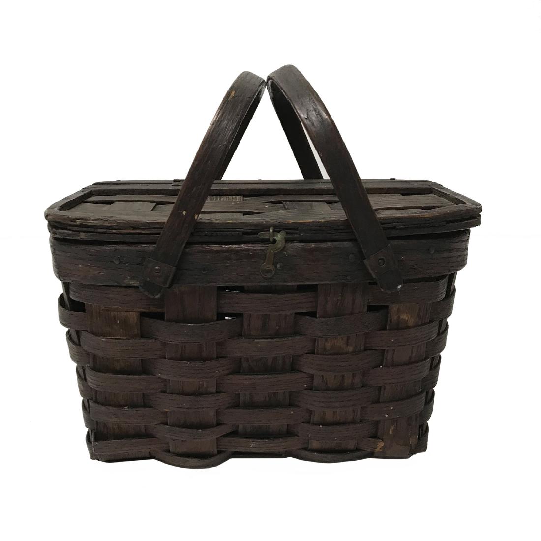19th Century Small Woven Split Ash Wood Basket (1 of 12)