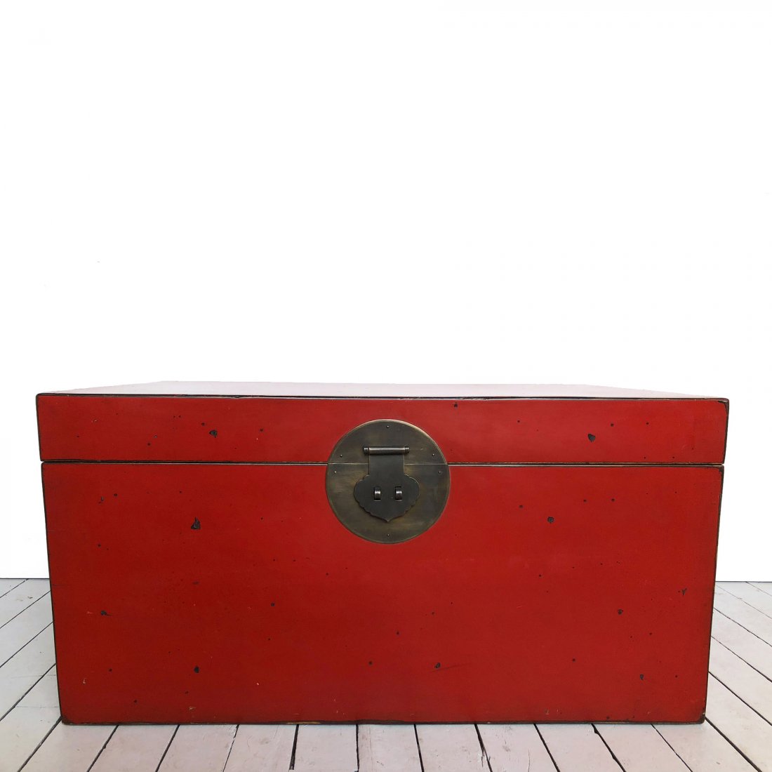 Vintage Asian Red Lacquered Large Storage Trunk (1 of 6)