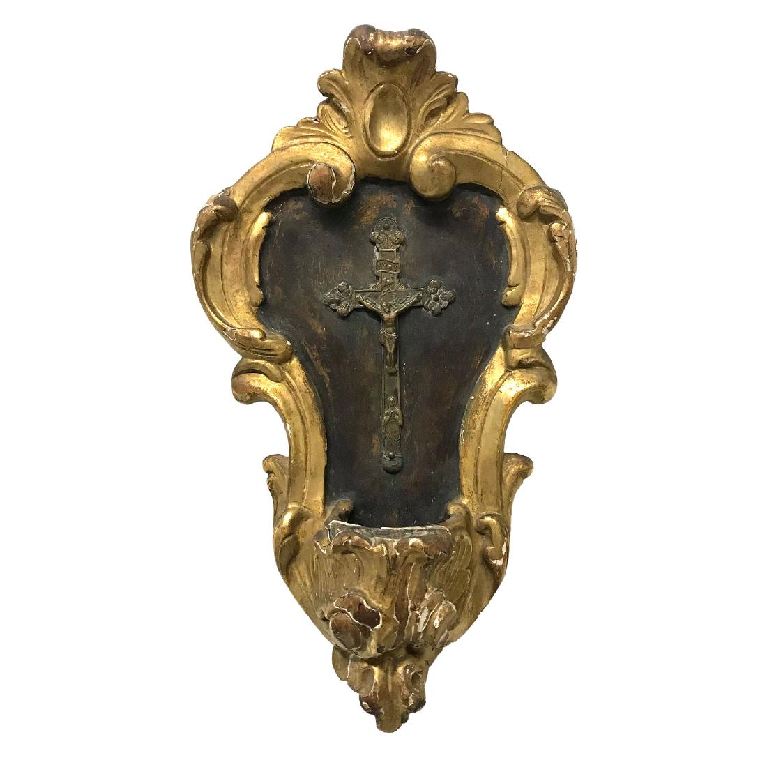 18th/19th Century Carved Gilt Wood Benetier Holy (1 of 13)