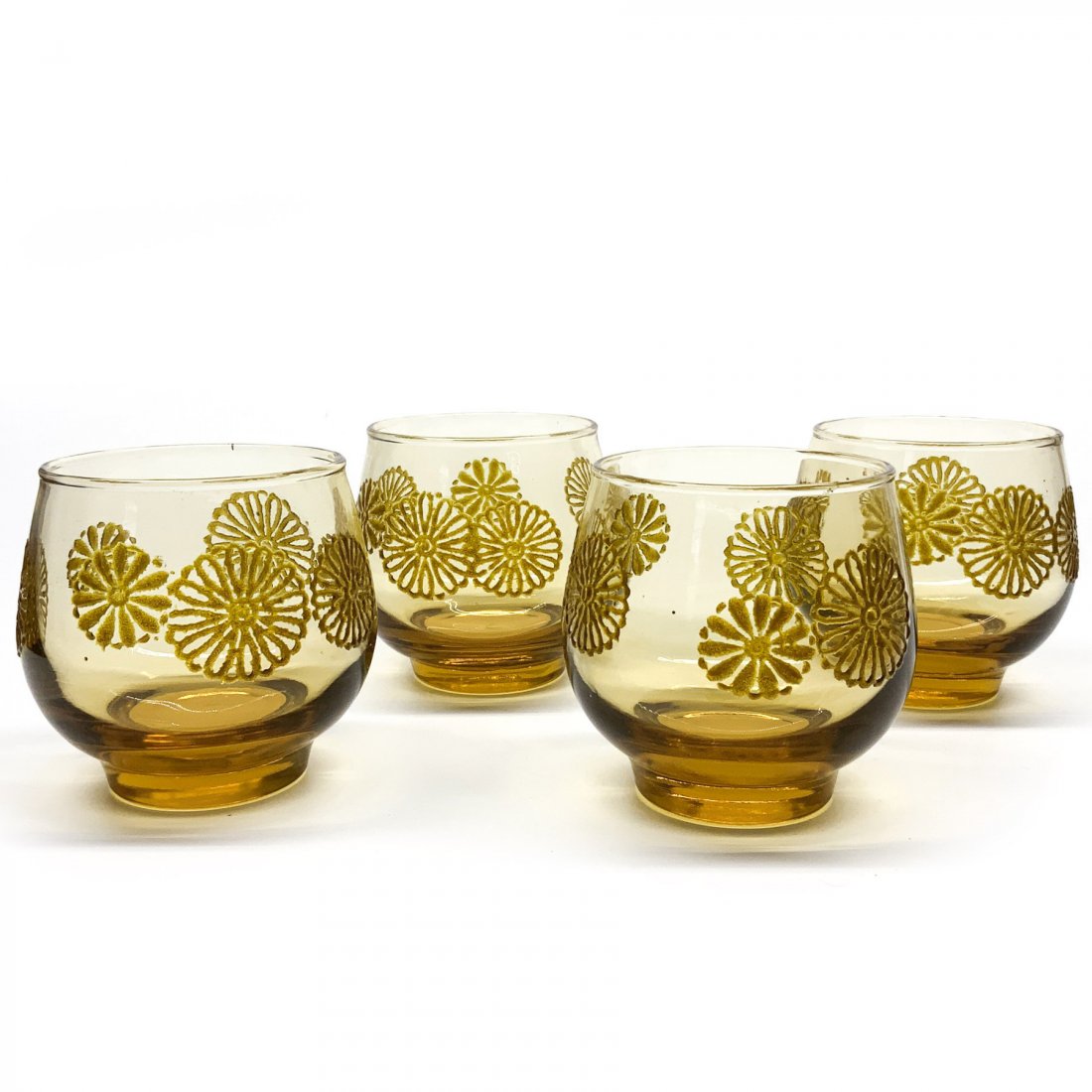 Vintage MCM Set 4 Amber Juice Glassware (1 of 7)