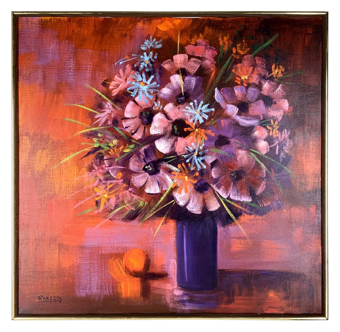 Large Contemporary Floral Painting Signed (1 of 5)
