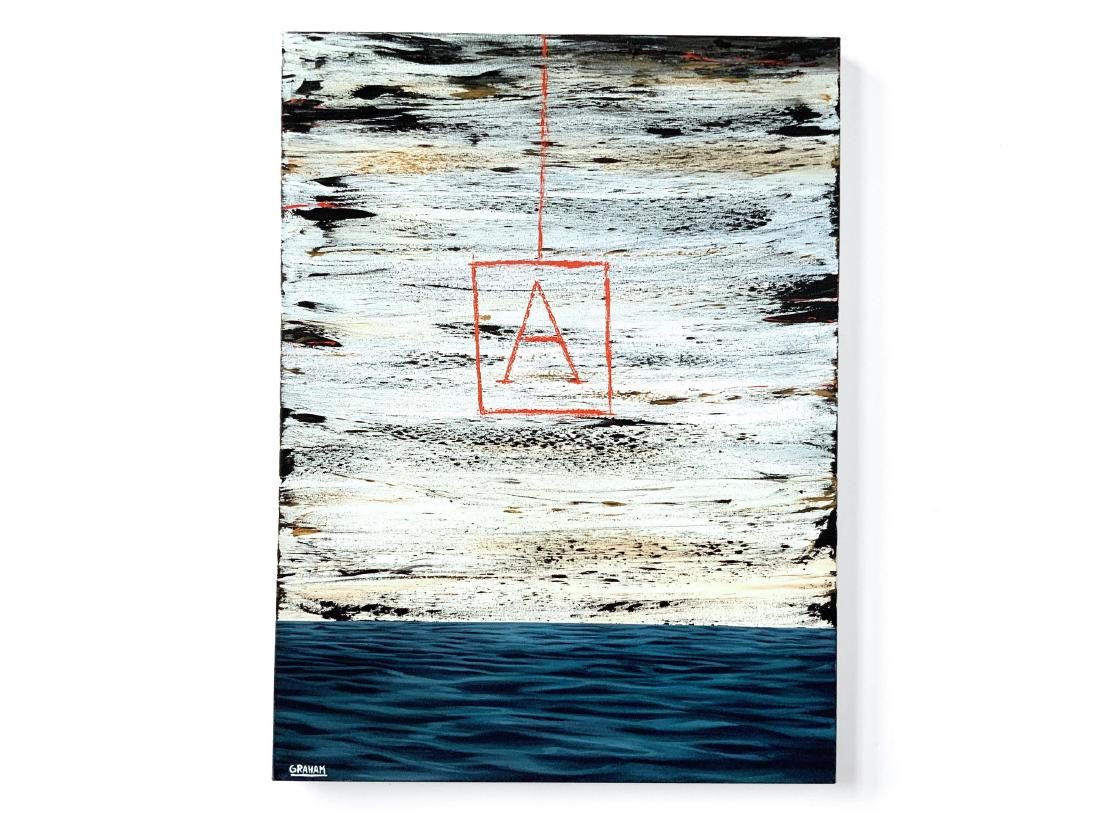 Abstract Surreal Painting 'A' by Robert Graham: Robert Graham is the co-founder of the Housatonic Trading Co and the partner and business manager for renowned artist Robert Deyber. He periodically makes studio time for himself to explore his own cr