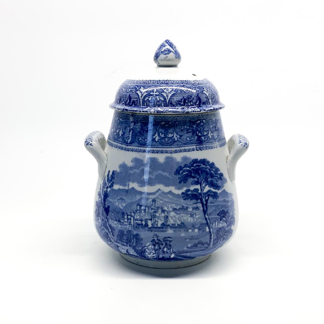 19th Century Blue Transferware Sugar Jar (1 of 7)