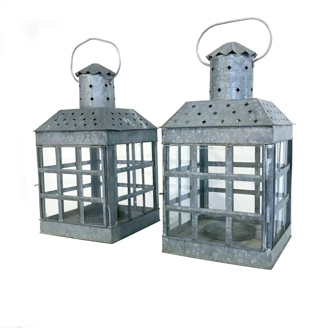 Pair of Large Galvanized Lanterns (1 of 8)