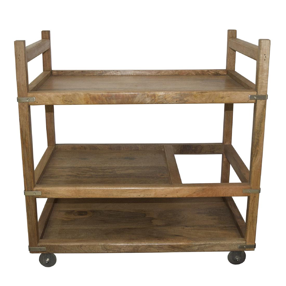 Contemporary Modern Teak Bar Cart on Steel Castors (1 of 2)