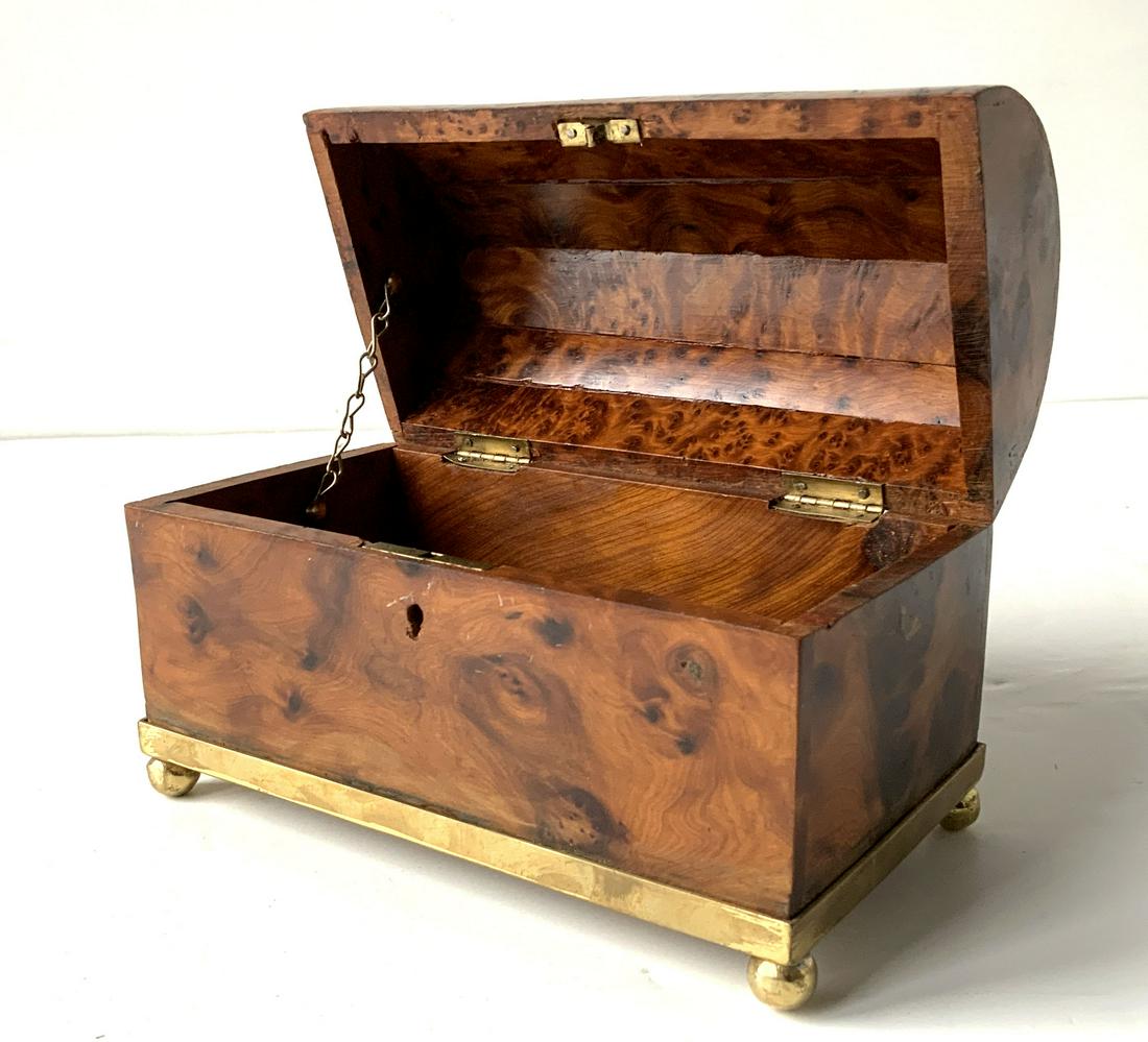 Antique Small Dome Top Chest on Brass Stand w/key (1 of 10)