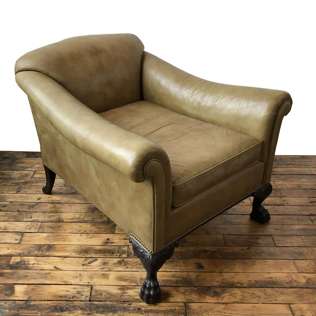 Long Antique Leather Chair (1 of 10)