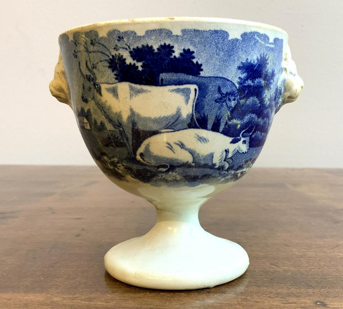 Rare Transferware Delft Chalice Goblet (1 of 6)