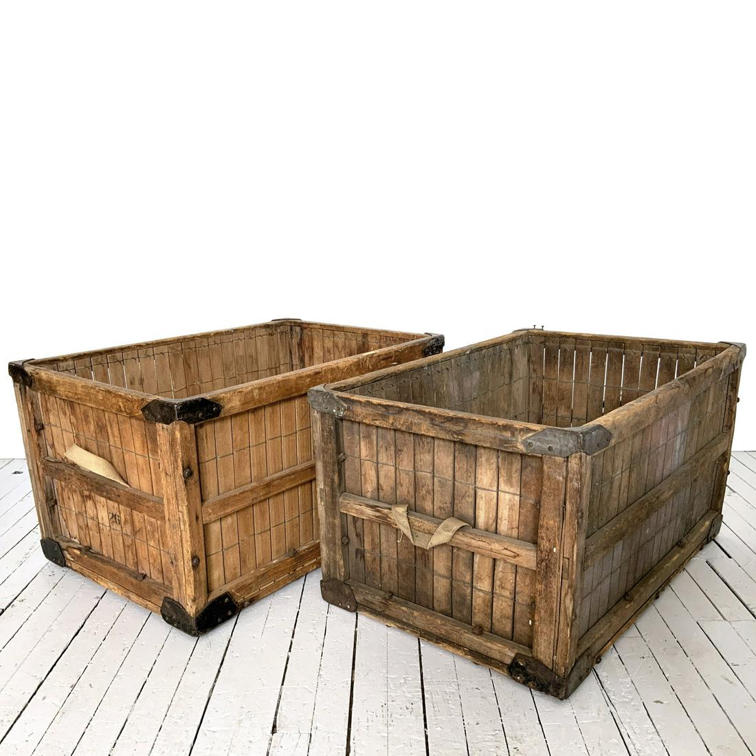 PAIR Large Vintage Wood Crates (1 of 18)