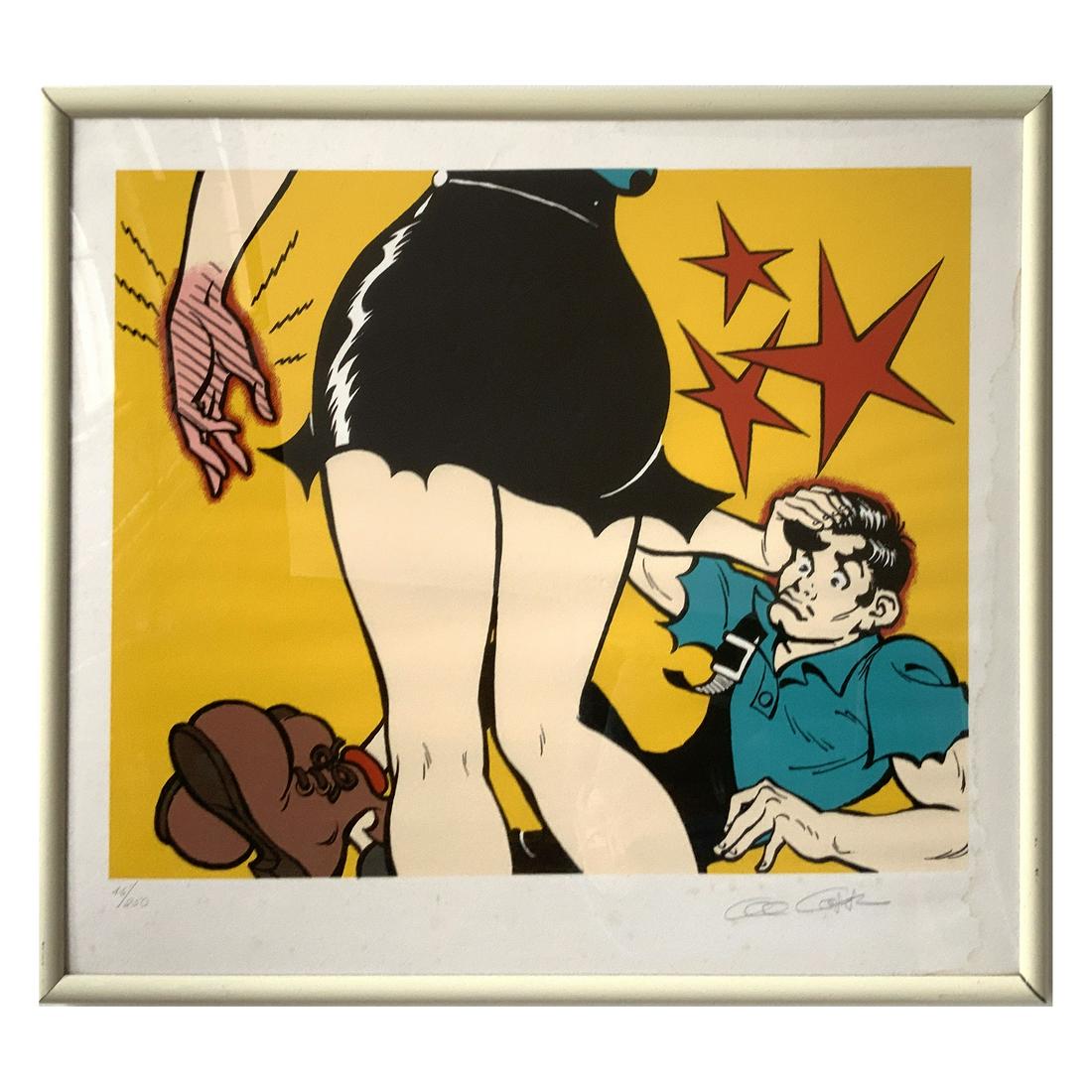 Al Capp Signed Lithograph Li'l Abner Daisy Mae: Al Capp Li'l Abner and Daisy Mae Signed Silkscreen Print (Al Capp, # 45/250, c. 1975). This striking print gives a behind the scenes view of Daisy Mae (and Li'l Abner). Bold colors and a huge image ar